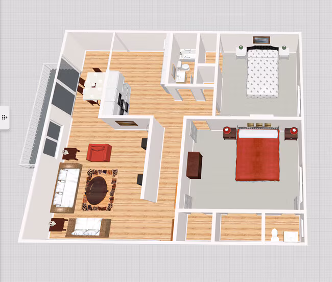 2 Beds, 1.5 Baths Model 15 floor plan